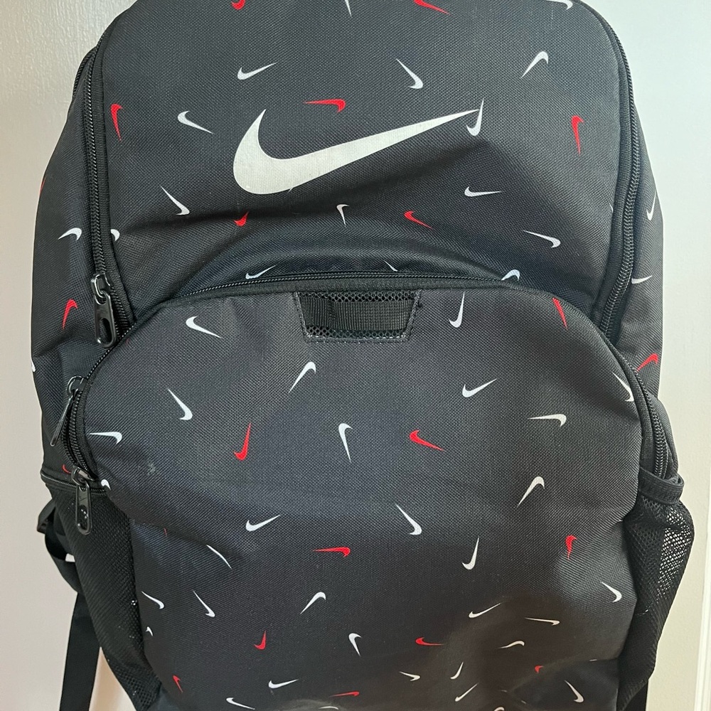 Nike Black Backpack with Red and White Swooshes